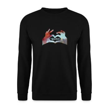 Techno love farbe frieden peace ballern - Unisex Pullover - Schwarz - Vorne - Alina (178cm) & Michal (187cm)