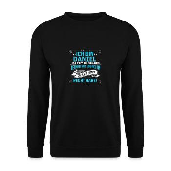 DANIEL - Unisex Pullover - Schwarz - Vorne - Alina (178cm) & Michal (187cm)