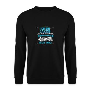JAKOB - Unisex Pullover - Schwarz - Vorne - Alina (178cm) & Michal (187cm)