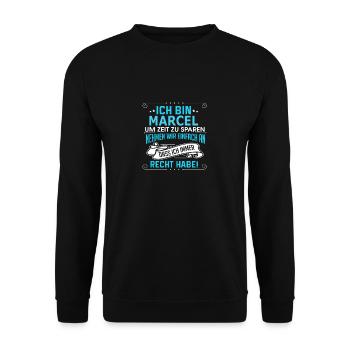 MARCEL - Unisex Pullover - Schwarz - Vorne - Alina (178cm) & Michal (187cm)