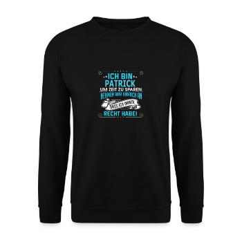 PATRICK - Unisex Pullover - Schwarz - Vorne - Alina (178cm) & Michal (187cm)