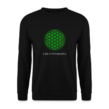 Flower of Life. Life is wonderful. - Unisex Sweatshirt - black - Front - Alina (178cm) & Michal (187cm)