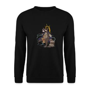 Waschbär Zauberer - Unisex Pullover - Schwarz - Vorne - Alina (178cm) & Michal (187cm)