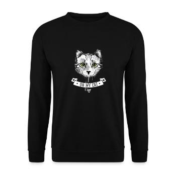 oh my cat cat tiger face cute baby lol - Unisex Sweatshirt - black - Front - Alina (178cm) & Michal (187cm)
