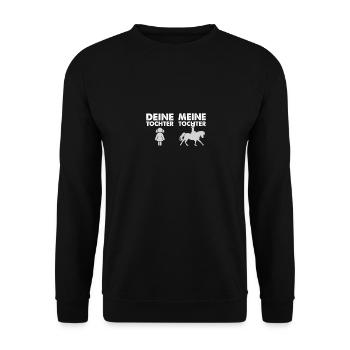 Pferd - deine Tochter meine Tochter - Unisex Pullover - Schwarz - Vorne - Alina (178cm) & Michal (187cm)