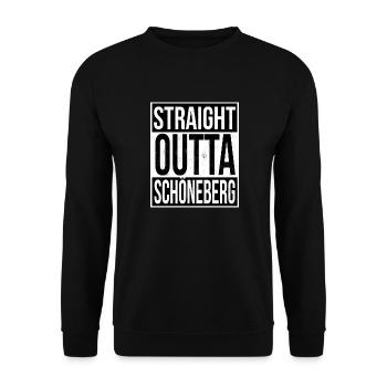 Straight Outta Schöneberg - Unisex Pullover - Schwarz - Vorne - Alina (178cm) & Michal (187cm)