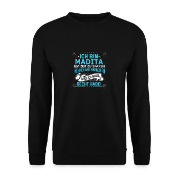 MADITA - Unisex Pullover - Schwarz - Vorne - Alina (178cm) & Michal (187cm)