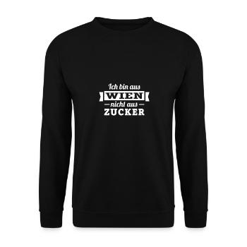 Ich bin aus Wien nicht aus Zucker - Unisex Pullover - Schwarz - Vorne - Alina (178cm) & Michal (187cm)