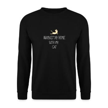 yoga namastay home cat Katze sport kobra position - Unisex Pullover - Schwarz - Vorne - Alina (178cm) & Michal (187cm)