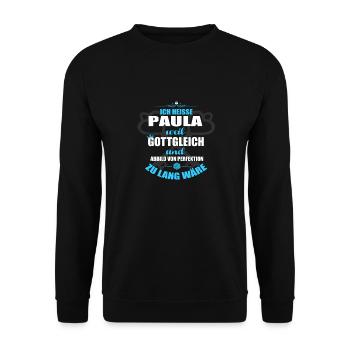 PAULA-Geschenk - Unisex Pullover - Schwarz - Vorne - Alina (178cm) & Michal (187cm)
