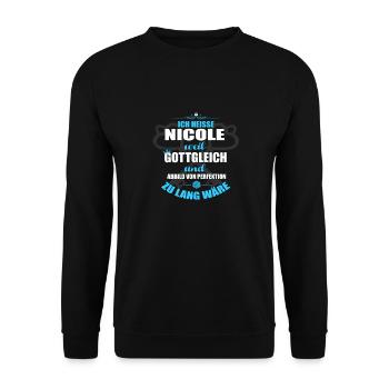 NICOLE-Geschenk - Unisex Pullover - Schwarz - Vorne - Alina (178cm) & Michal (187cm)