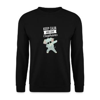 Keep Calm And Love Elephants - Dabbing Elephant - Unisex Sweatshirt - black - Front - Alina (178cm) & Michal (187cm)