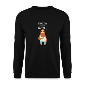 Every Day Is A New Opportunity - Coffee Sloth - Unisex Sweatshirt - black - Front - Alina (178cm) & Michal (187cm)