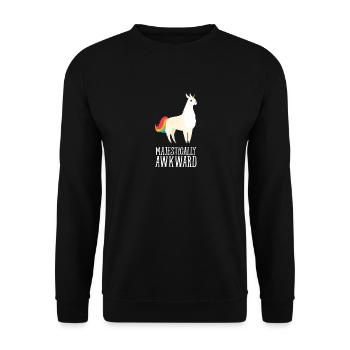 Majestically Awkward - Llamacorn - Unisex Sweatshirt - black - Front - Alina (178cm) & Michal (187cm)