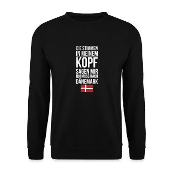 Stimmen in meinem Kopf ich muss nach Dänemark - Unisex Pullover - Schwarz - Vorne - Alina (178cm) & Michal (187cm)