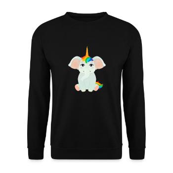 Elephant Unicorn - Unisex Pullover - Schwarz - Vorne - Alina (178cm) & Michal (187cm)