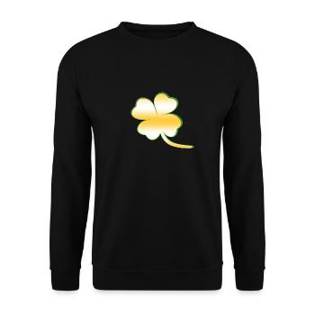 Kleeblatt Glück gold - Unisex Pullover - Schwarz - Vorne - Alina (178cm) & Michal (187cm)