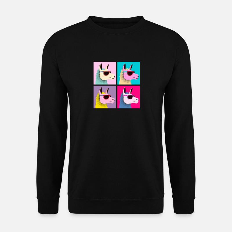 Pop-Art Llama With Sunglasses - Unisex Pullover - Schwarz