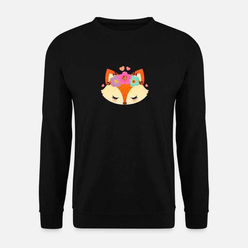 Süßer Fuchs Mit Blumen - Unisex Pullover - Schwarz