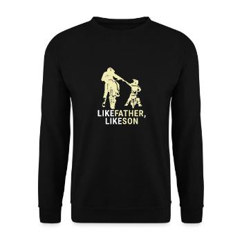 Chemise Père et Fils Motocross - Cadeau - Sweat-shirt Unisexe - noir - Devant - Alina (178cm) & Michal (187cm)