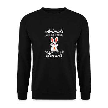 Süßer Hase Vegan Vegetarier Tiere World Vegan Day - Unisex Pullover - Schwarz - Vorne - Alina (178cm) & Michal (187cm)