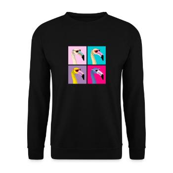 Pop Art Flamingo With Sunglasses - Sweat-shirt Unisexe - noir - Devant - Alina (178cm) & Michal (187cm)