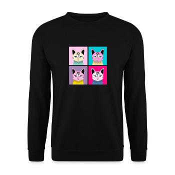 Pop Art Cat - Meow - Unisex Sweatshirt - black - Front - Alina (178cm) & Michal (187cm)