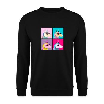 Pop Art Unicorn With Sunglasses - Sweat-shirt Unisexe - noir - Devant - Alina (178cm) & Michal (187cm)