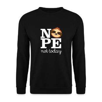 Nope - Note Today - Lazy Sloth - Unisex Pullover - Schwarz - Vorne - Alina (178cm) & Michal (187cm)