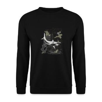 Vintage Steampunk Shark - Unisex Pullover - Schwarz - Vorne - Alina (178cm) & Michal (187cm)