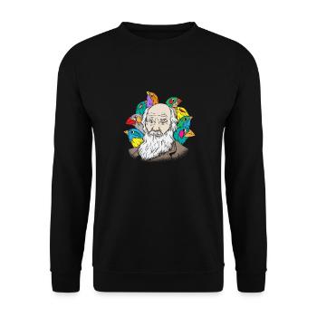 Charles Darwin Portrait Geschenk Evolution - Unisex Pullover - Schwarz - Vorne - Alina (178cm) & Michal (187cm)