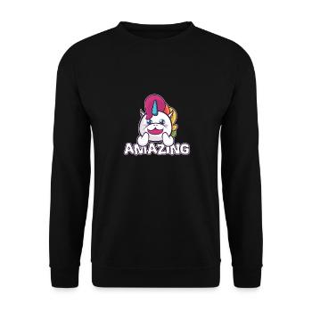 Amazing Unicorn - Tolles Einhorn - Unisex Pullover - Schwarz - Vorne - Alina (178cm) & Michal (187cm)