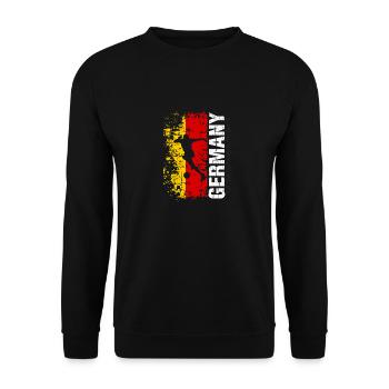Deutschland Fussball Nationalmannschaft - Geschenk - Unisex Pullover - Schwarz - Vorne - Alina (178cm) & Michal (187cm)