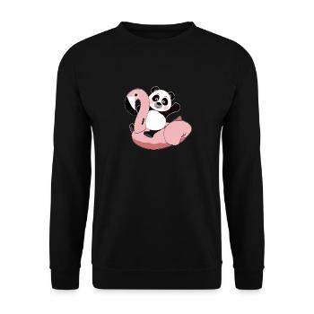 Panda on flamingo air mattress kawaii summer cool - Unisex Sweatshirt - black - Front - Alina (178cm) & Michal (187cm)