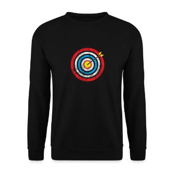 Geschenk Bogenschütze Zielscheibe Pfeil shirt - Unisex Pullover - Schwarz - Vorne - Alina (178cm) & Michal (187cm)