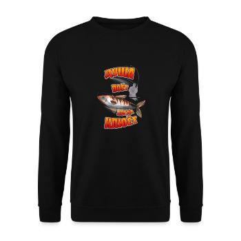 Angler fishing Russian Ribalka gift Рыбалка Ru - Unisex Sweatshirt - black - Front - Alina (178cm) & Michal (187cm)