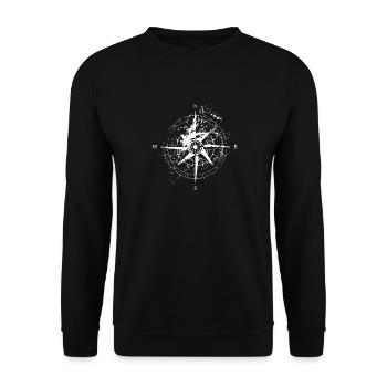 Himmelsrichtungen Landkarte Weltkarte Kompass - Unisex Pullover - Schwarz - Vorne - Alina (178cm) & Michal (187cm)