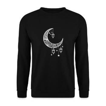 Chemise de mandala Moon Spirit Spirituality Chemise de yoga - Sweat-shirt Unisexe - noir - Devant - Alina (178cm) & Michal (187cm)