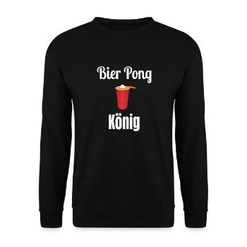 Bier Pong Alkohol Trinkspiel Party T-Shirt Shirts - Unisex Pullover - Schwarz - Vorne - Alina (178cm) & Michal (187cm)