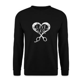 Coiffeur coiffeur chemise cadeau cheveux coiffeur - Sweat-shirt Unisexe - noir - Devant - Alina (178cm) & Michal (187cm)