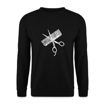 Coiffeur coiffeur chemise cadeau cheveux coiffeur - Sweat-shirt Unisexe - noir - Devant - Alina (178cm) & Michal (187cm)