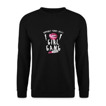 Feminism Design Support Your Local Girl Gang Lips - Unisex Pullover - Schwarz - Vorne - Alina (178cm) & Michal (187cm)