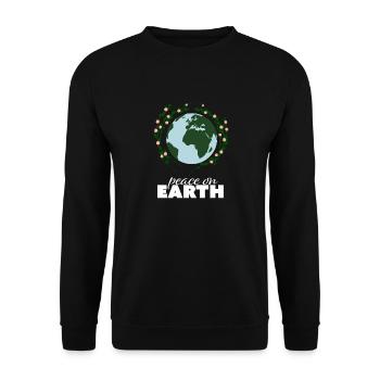 Frieden auf Erden, Peace, Freiheit, Geschenkidee - Unisex Pullover - Schwarz - Vorne - Alina (178cm) & Michal (187cm)
