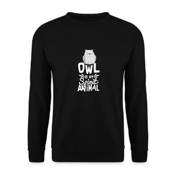 Cute Owl Is My Spirit Animal Cool Quote T Shirt - Unisex Sweatshirt - black - Front - Alina (178cm) & Michal (187cm)