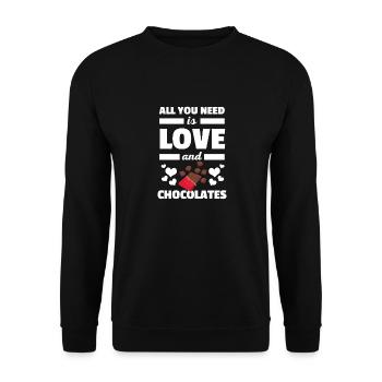 Mignon tout ce que vous avez besoin est T-shirt d'amour et de chocolats - Sweat-shirt Unisexe - noir - Devant - Alina (178cm) & Michal (187cm)
