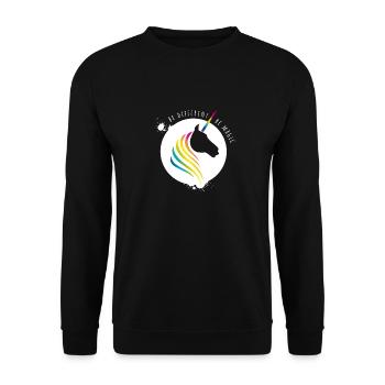 unicorn rainbow unicorn rainbow gay CSD cool LO - Unisex Sweatshirt - black - Front - Alina (178cm) & Michal (187cm)