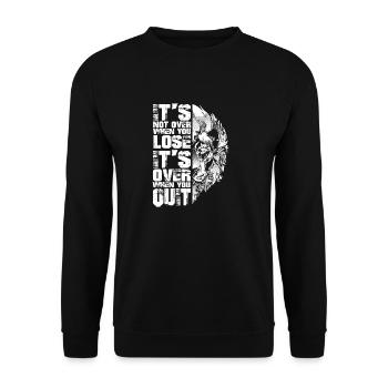 Lion Motivation Saying Giving Up Gift Strength - Unisex Sweatshirt - black - Front - Alina (178cm) & Michal (187cm)