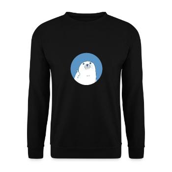 Seerobbe Daumen Hoch Meerestier Seelöwe Lustig - Unisex Pullover - Schwarz - Vorne - Alina (178cm) & Michal (187cm)