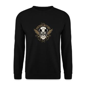 Biker Shirt Custom Vintage - Unisex Pullover - Schwarz - Vorne - Alina (178cm) & Michal (187cm)
