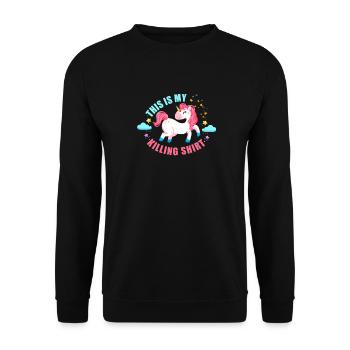 this is my killing shirt unicorn unicorn fun shirt - Unisex Sweatshirt - black - Front - Alina (178cm) & Michal (187cm)